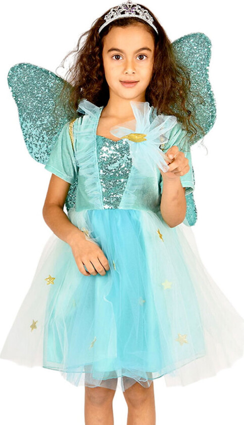 Kostymer - Fekjole m. Vinger/Tryllestav - Turkis - - 8-9 år (128-134) - Kostymer