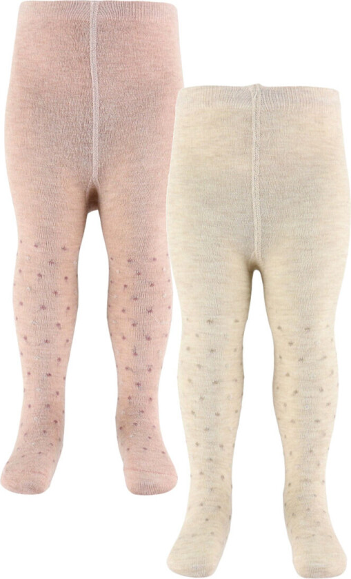 Strømpebukser - 2-pack - Viskose/Ull - Polert Lilac/Bei - - 140/146 - Strømpebukser