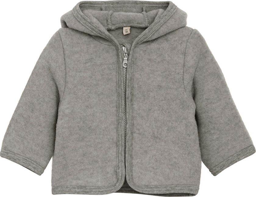 Fleecejakke - Ullfleece - Medium+ Grey Melange m. Øre - - 2 år (92) - Fleecejakke