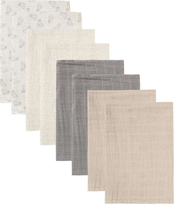 Pippi Stoffklutene - Nr. - 8-pack - 65x65 cm - Muslin - Alloy - Pippi Baby - OneSize - Gulpeklut