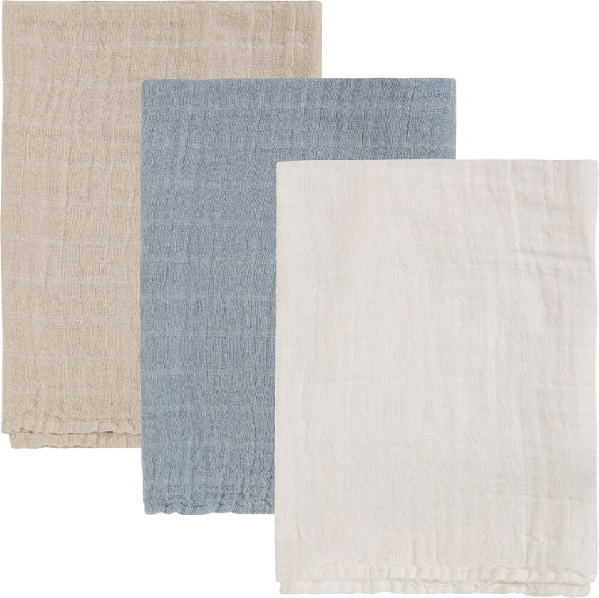 Bilde av Pippi Stoffklutene - Noos - 3-pack - Muslin - 65x65 cm - Blå - Pippi Baby - OneSize - Gulpeklut