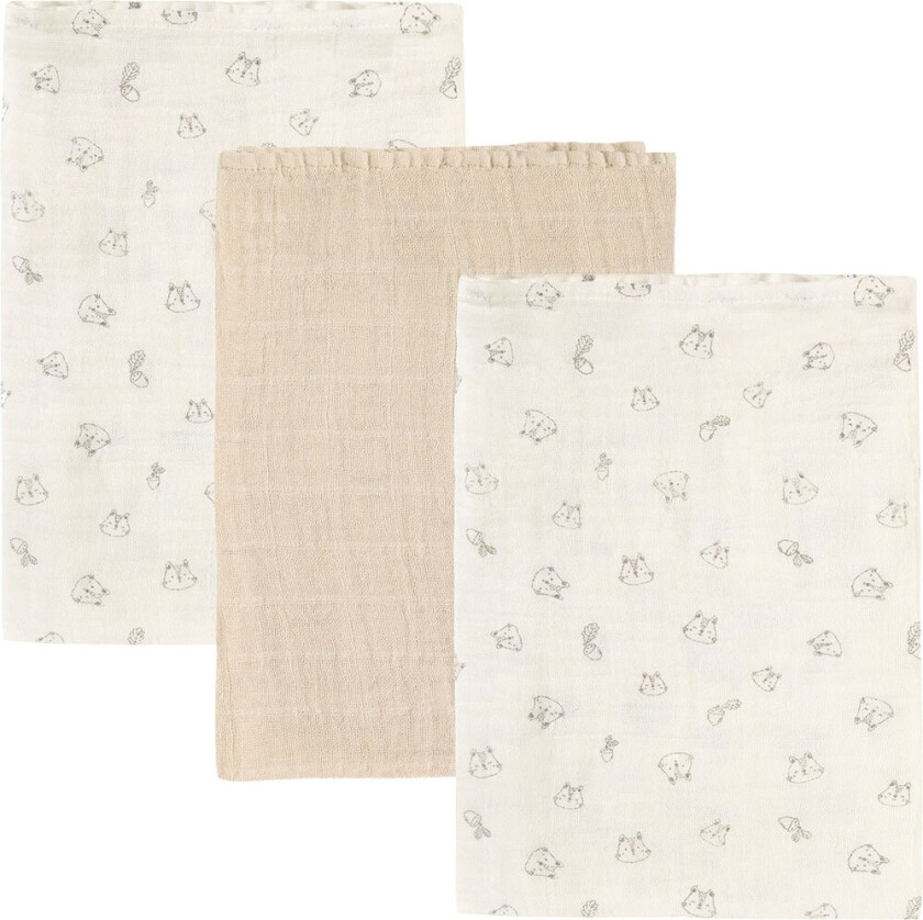 Pippi Stoffklutene - Noos - 3-pack - 65x65 cm - Muslin - Regnvær - Pippi Baby - OneSize - Gulpeklut
