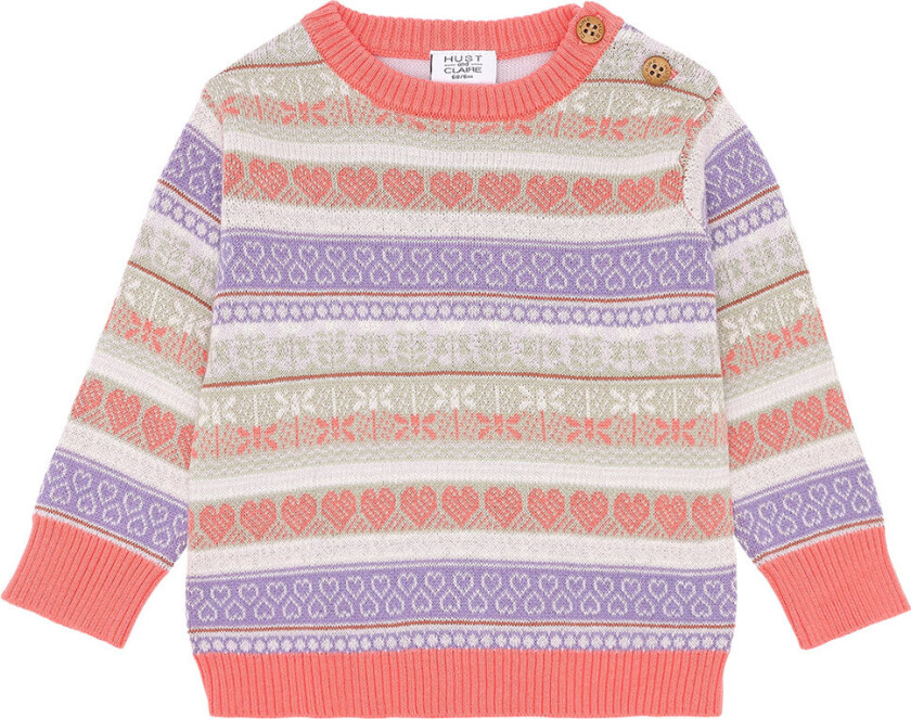 Genser - Strikk - HCPusle - Wild Coral m. Stripe - - 74 - Genser