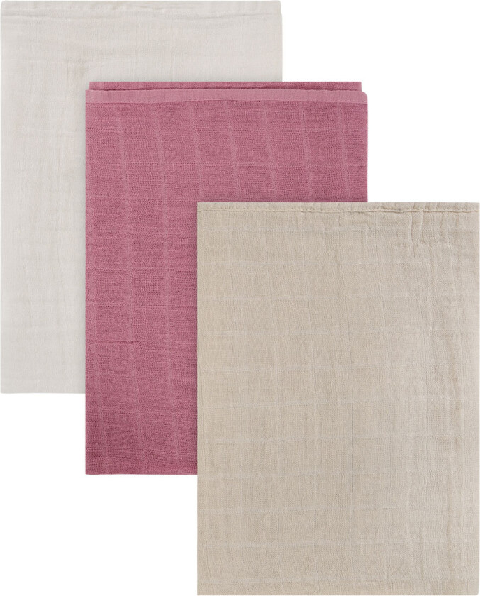 Pippi Stoffklutene - Noos - 3-pack - Muslin - 65x65 - Mauve Orch - Pippi Baby - OneSize - Gulpeklut