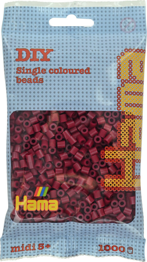 Midi Perler - 1000 stk. - 118 Mørk Kirsebær - - OneSize - Perler