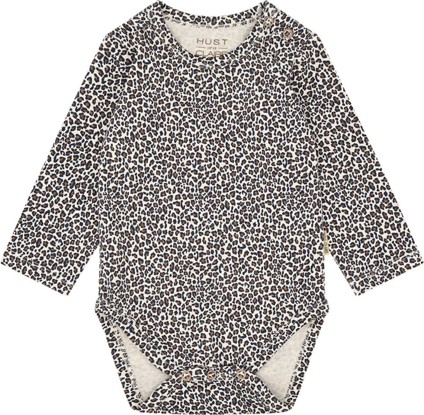 Body I/e - HCBri - Wheat Melange m. Leopard Møns - - 74 - Langermet Body