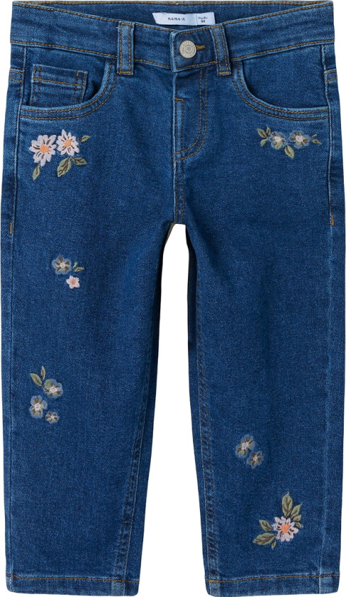 Jeans - NmfBella - Dark Blue Denim/Flower - - 2 år (92) - Jeans