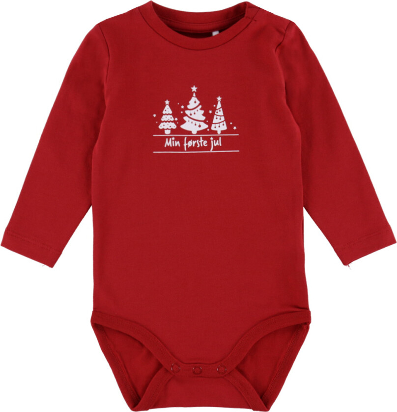 Body I/e - NbnRajul - Jesterrød/Jule - - 1½ år (86) - Langermet Body