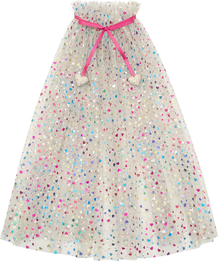 Kappe - Tyll - Beige Rainbow Hearts - - OneSize - Kostymer