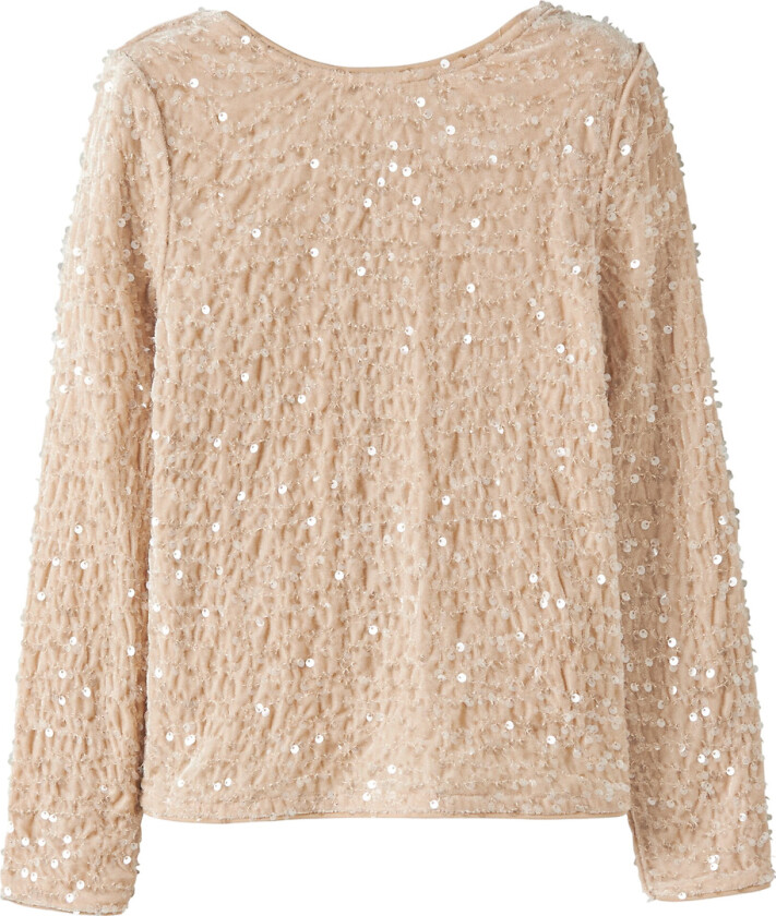 Genser - NkfRusitta - Jet Strøm/Black Bow m. Palietter - - 9-10 år (134-140) - Genser