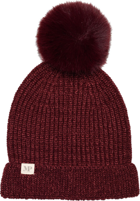 Lue - Rib - Strikk - Ull/Bambus - Wine Rød m. Dusk - - 47-49 cm - Lue