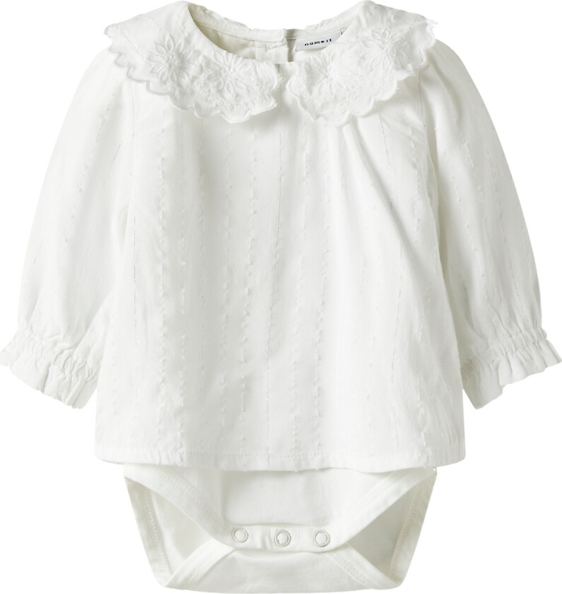 Skjorte - NbFRixi - Bright White/Lurex - - 62 - Langermet Body