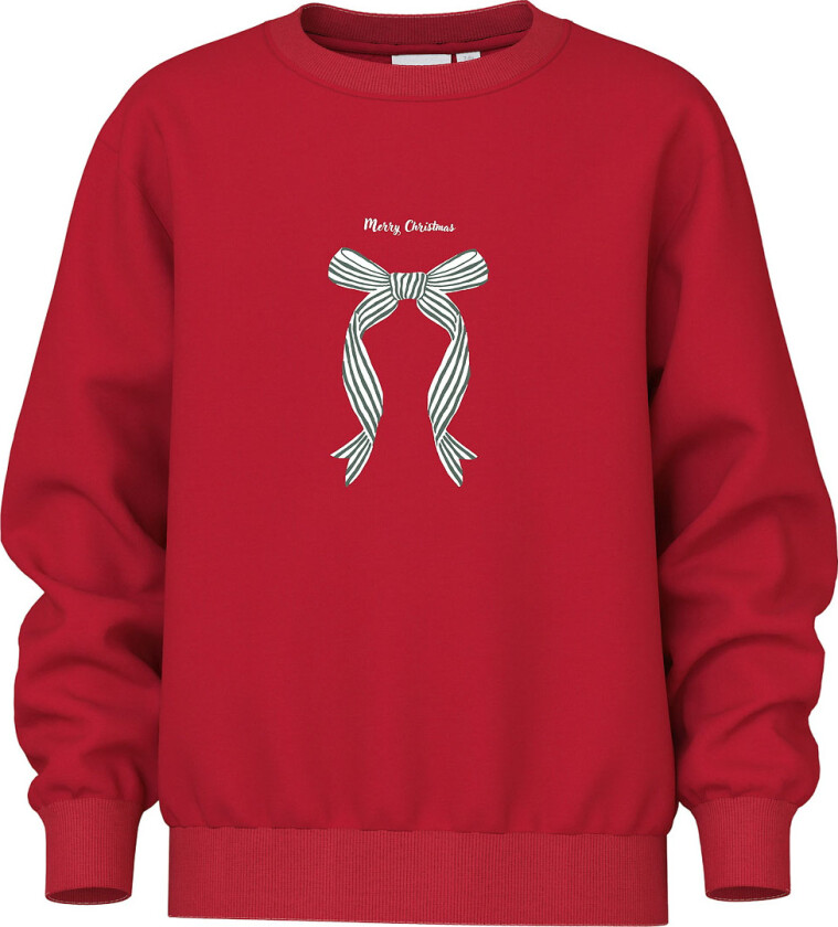 Collegegenser - NkfVismas - Jesterrød/Julefarget Bow - - 6 år (116) - Collegegenser