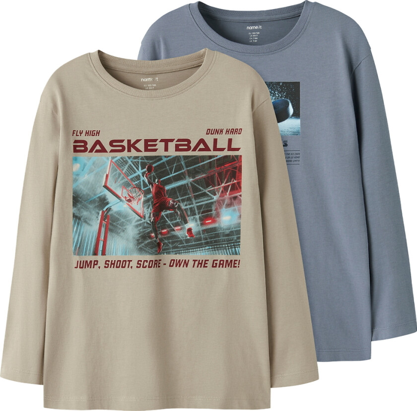 Gensere - 2-pack - NkmVoto - Islandsk fossil/flint Stone - - 9-10 år (134-140) - Genser