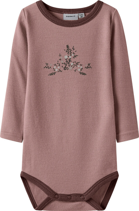 Body I/e - Ull - NbfWillow - Gevir/Lang Flower - - 1 år (80) - Langermet Body