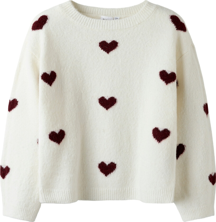 Genser - Strikk - NkfOna - Cloud Danser/Burgundy Hearts - - 6 år (116) - Genser