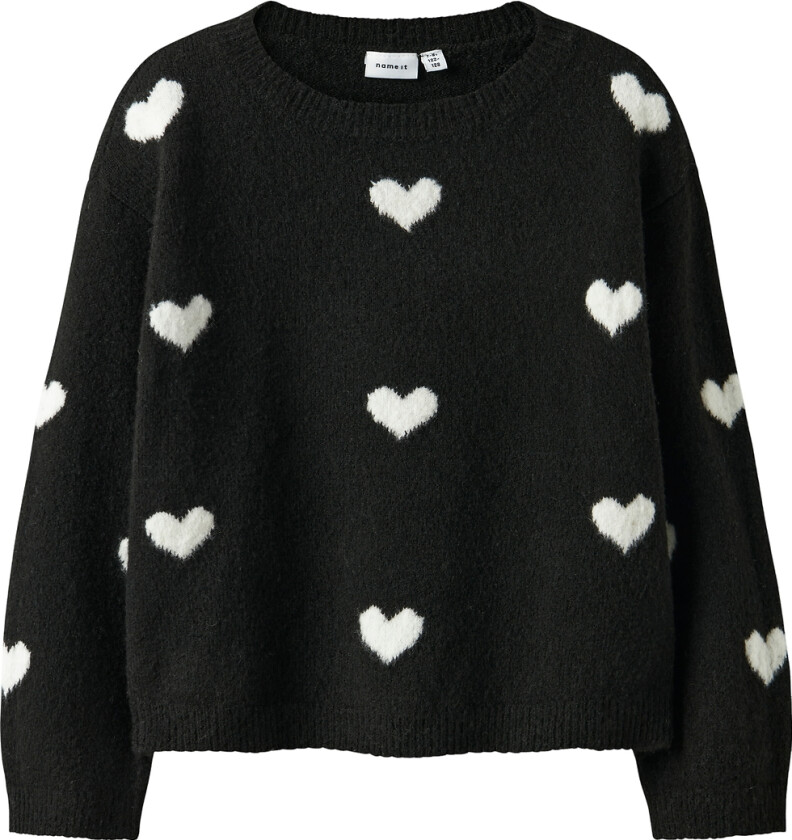 Genser - Strikk - NkfOna - Black/Cloud Danser Heart - - 7-8 år (122-128) - Genser