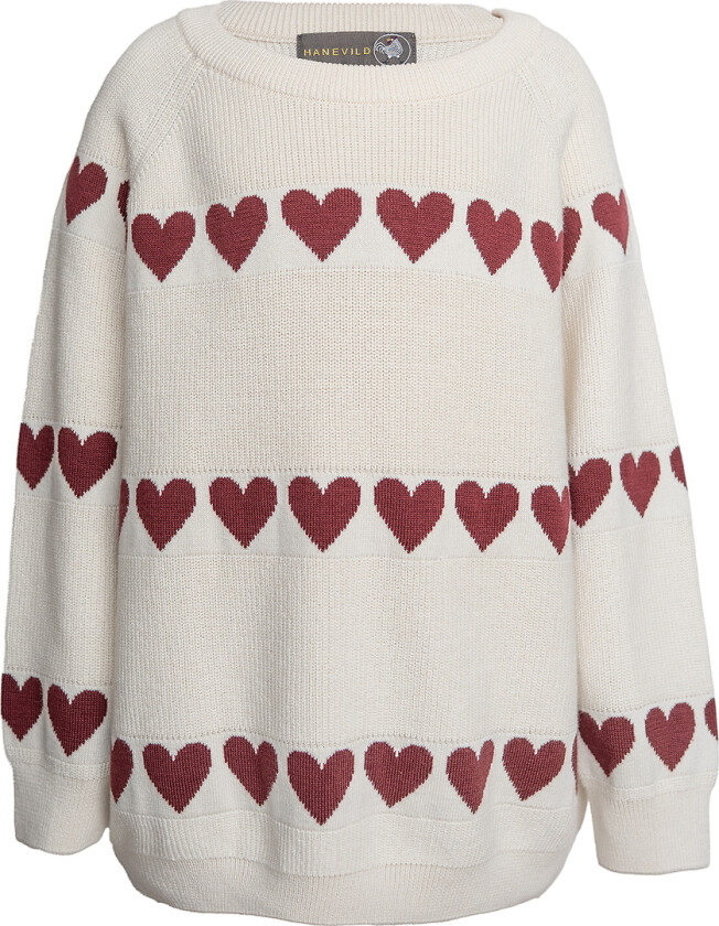 Genser - Strikk - Ivory/Rød Heart - - 4 år (104) - Genser