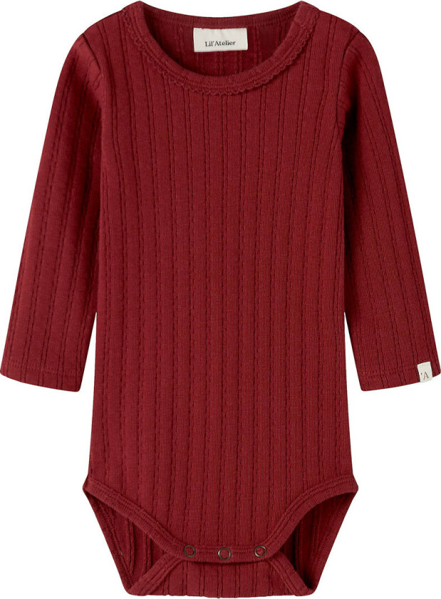 Lil' Atelier Body I/e - Rib - NbfRita - Rød Dahlia - Lil Atelier - 1 år (80) - Langermet Body