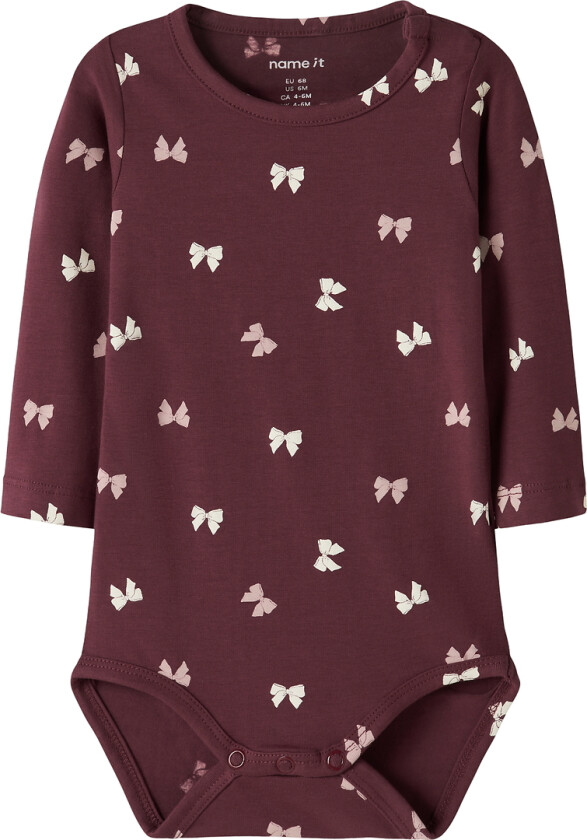 Body I/e - NbfVandora - Burgundy/Bow - - 1 år (80) - Langermet Body