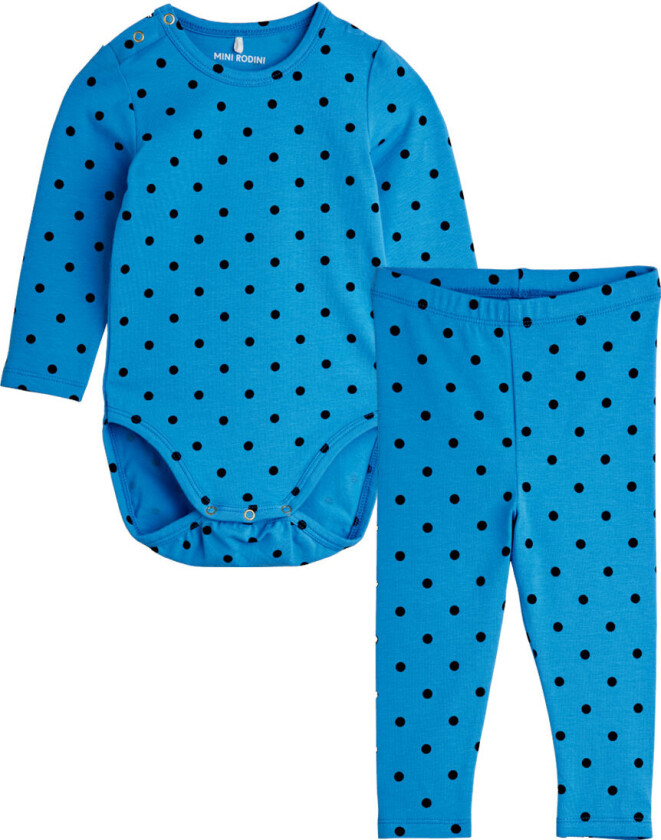Sett - Leggings/Body I/e - Polka Dots - Blå - - 68/74 - Langermet Body