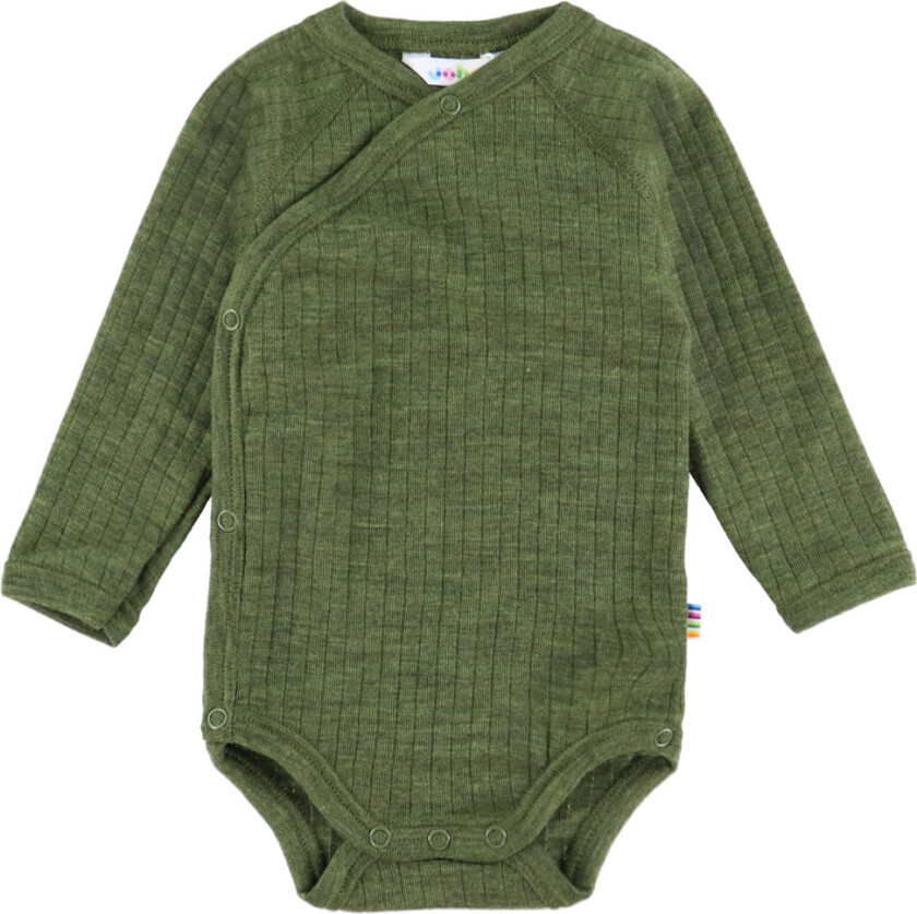 Omslagsbody I/e - Ull - Rib - Mørk Oliven - - 40 - Langermet Body