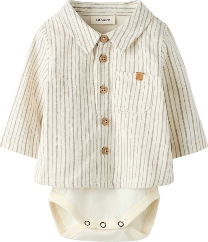 Lil' Atelier Skjorte I/e - NbmFelixo - Turtledove/Sepia Tint - Lil Atelier - 56 - Langermet Body