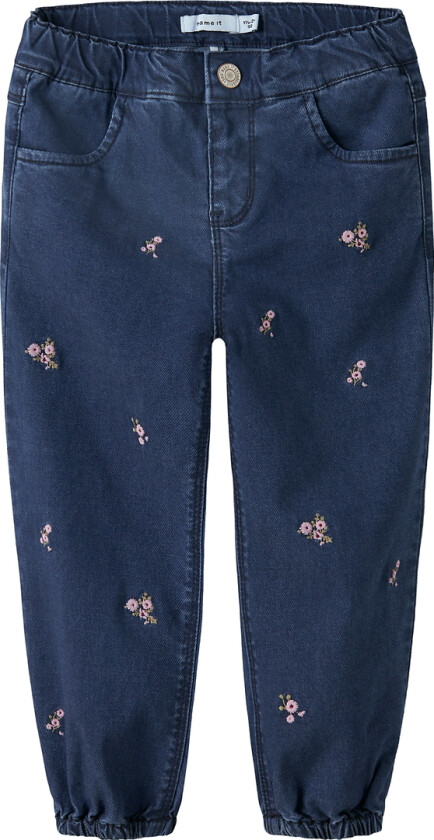 Jeans - NmfRose - Dark Blue Denim/Flower Emballasje - - 5 år (110) - Jeans