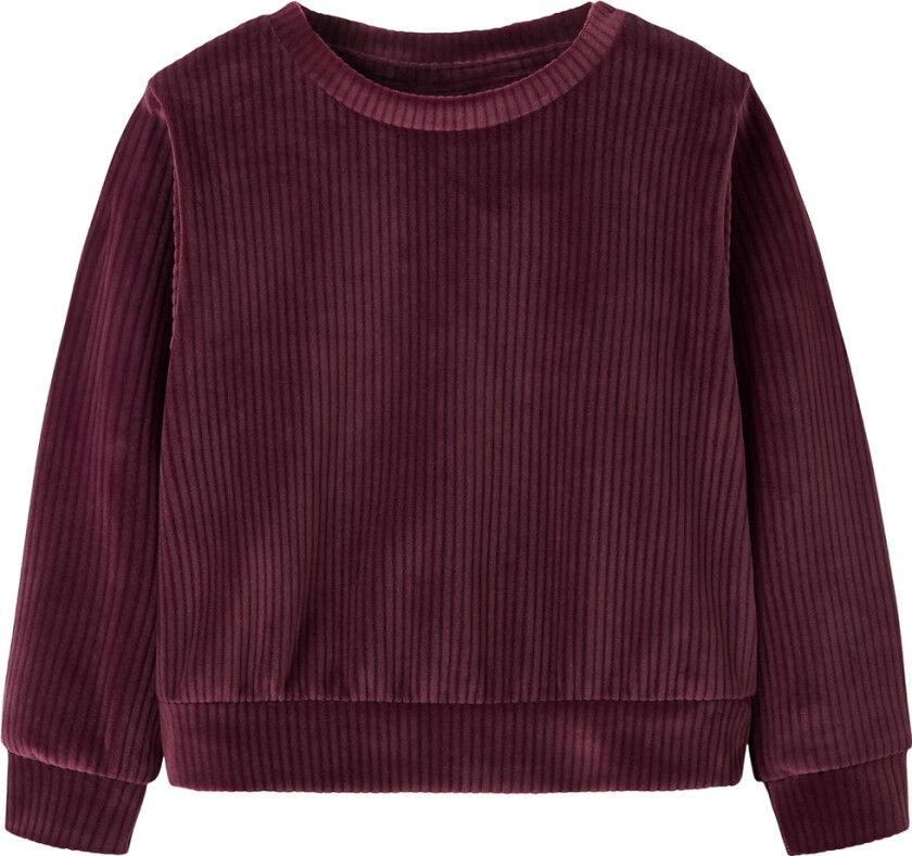 Genser - Fløyelsvelur - Beskåret - NmfVeloa - Burgundy - - 5 år (110) - Genser