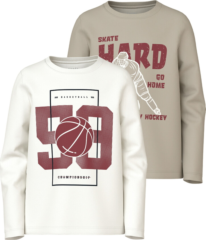 Gensere - 2-pack - NkmVux - Øyfossil/Cloud Danser 98 - - 11-12 år (146-152) - Genser