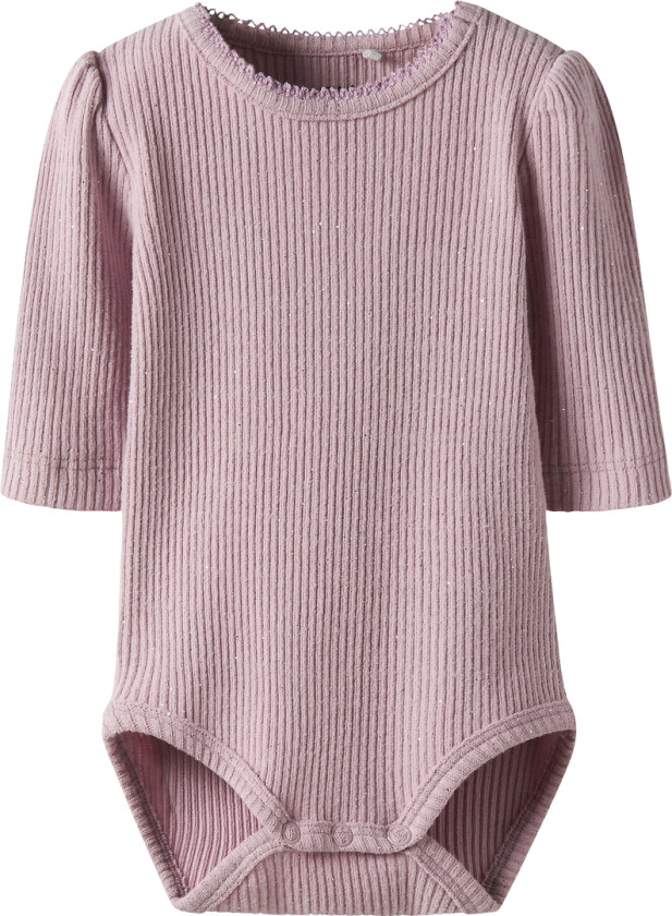 Body I/e - Rib - NbfRosally - Minnesmerke Lilac m. Glitt - - 1 år (80) - Langermet Body