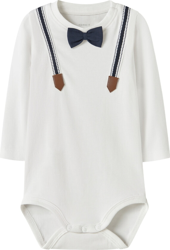 Body I/e - NbmRufus - Bright White m. Trykk - - 56 - Langermet Body