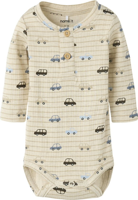 Body I/e - Rib - NbmRonald - Peyote Melange - - 1½ år (86) - Langermet Body