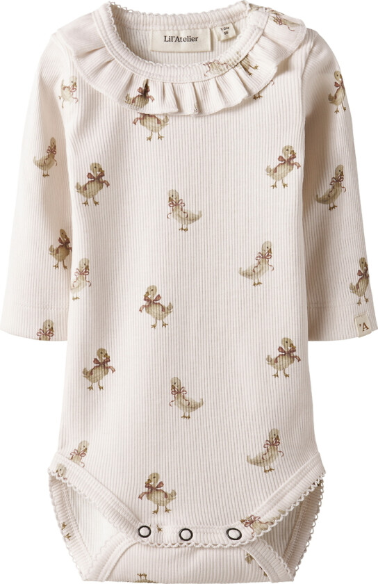 Lil' Atelier Body I/e - Rib - NbfLavo - Nesten Mauve/Gås - Lil Atelier - 1½ år (86) - Langermet Body