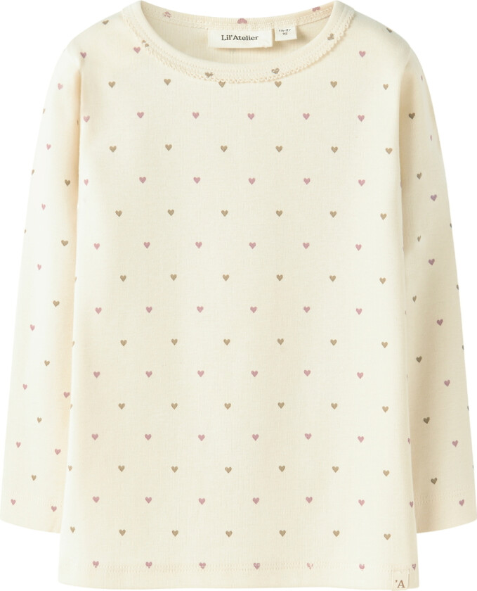 Lil' Atelier Genser - NmfFlalo - Turtledove/Heart - Lil Atelier - 4 år (104) - Genser