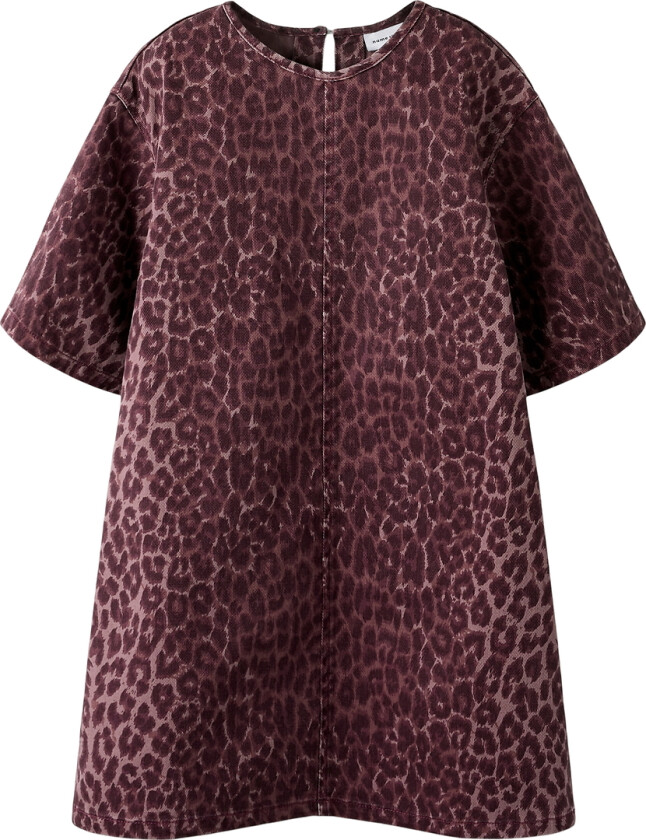 Denimkjole - NkfLeo - Burgundy/Leo - - 10 år (140) - Kjole