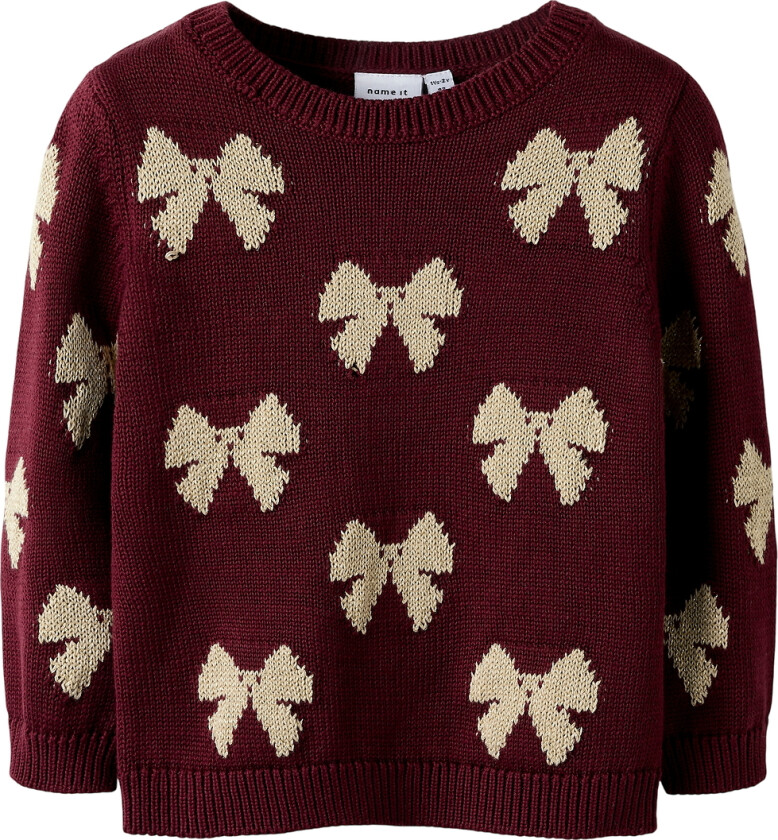 Genser - Strikk - NmfRekka - Burgundy m. Buer - - 6 år (116) - Genser