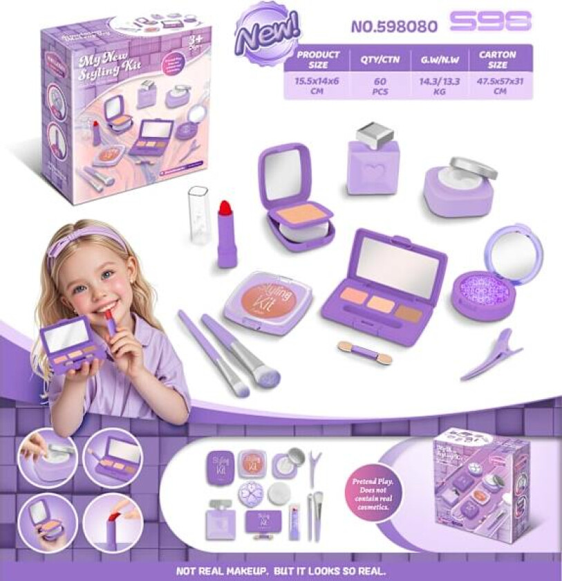 Adventskalender Sminke 2025 - Adventskalender med lekekosmetikk i forskjellige farger, sminkesett, smitter ikke, ingen væske