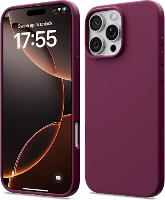 iPhone 16 Pro Deksel Flytende Silikon, Støtsikkert Deksel Kompatibelt med iPhone 16 Pro Deksel Mykt, Full Beskyttelse Deksel (Burgundy) Burgundy