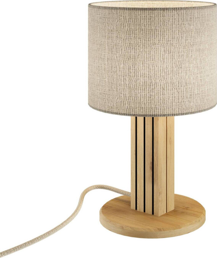 Bordlampe Inka S, eik/svart, tre/stoff, høyde 30 cm