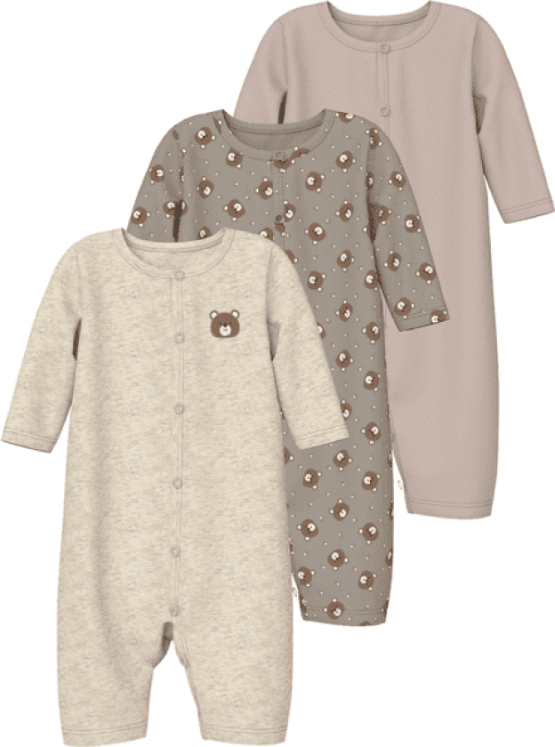 Bilde av Name It Nbnnightsuit 3-pack heldress, Vintage Khaki