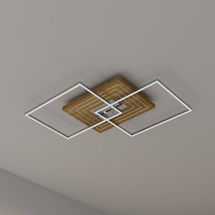 LED-taklampe Inka L, lengde 75 cm, lyst tre, dimbar