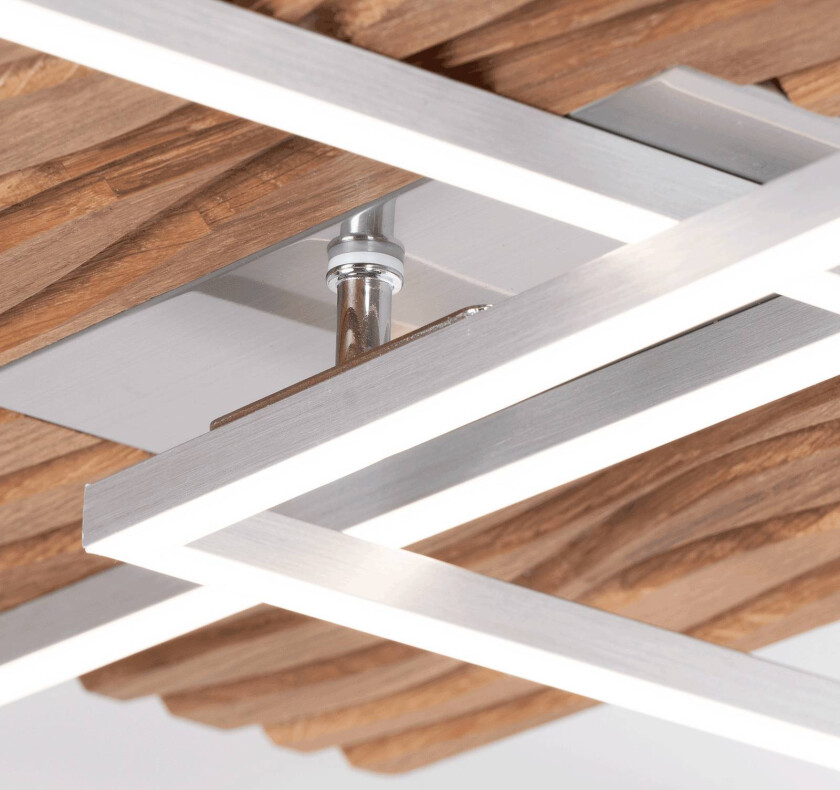 LED-taklampe Atacama L, eik/metall, tre