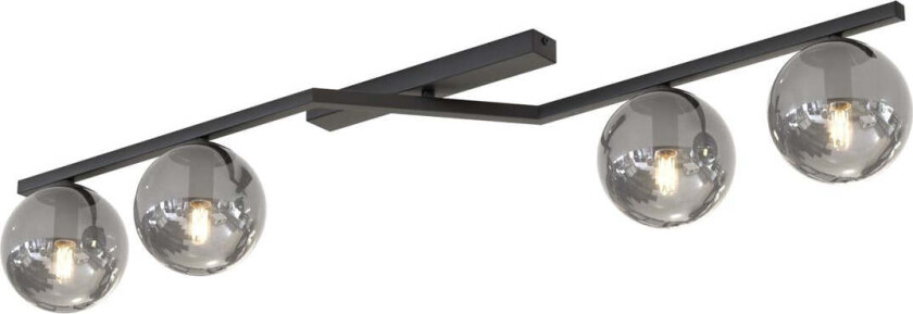 Naton taklampe 4-lys - Svart / Røykfarget