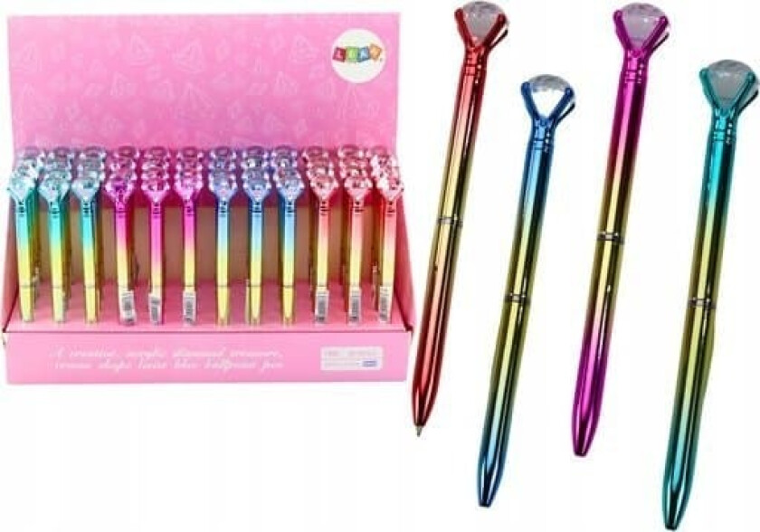 LeanToys kulepenn med skinnende diamantgull Fargerik blå refill 0,7 mm blanding