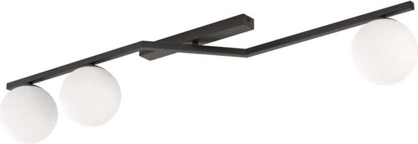 Naton taklampe 3-lys - Svart / Opal