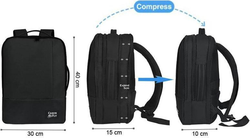 Bellanca Ryanair 40x30x10 cm utvidbar PC-sekk 15" Black