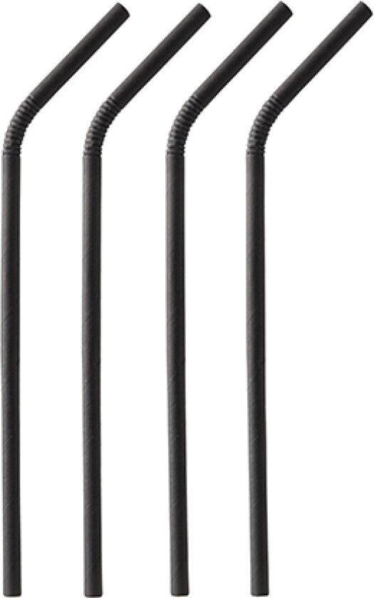 Sugerør laget av papir 22 cm sorte fleksible 100-pakning