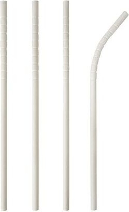 Papirsugerør hvite bøyelige 20 cm i 100-pakning