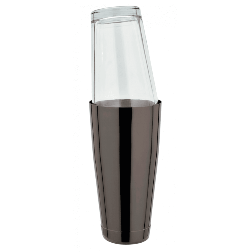 Bostonshaker Gun Metal sort med glass 82 cl